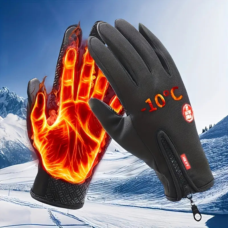 Waterproof Winter Motorcycle Gloves - Touchscreen, Anti-Slip, Fleece-Lined Sports Gloves